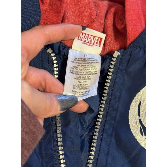 Boy's‎ Marvel Spiderman Jacket Red and Blue Hooded Coat Size 3T Character Hood - Picture 7 of 12